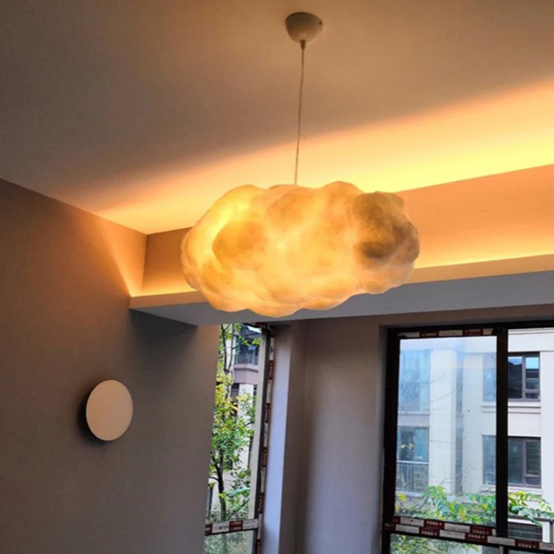 Design Cloud LED Pendant Light White PVC/Cotton - Nimbus-13.78 inches-Nora Luxe