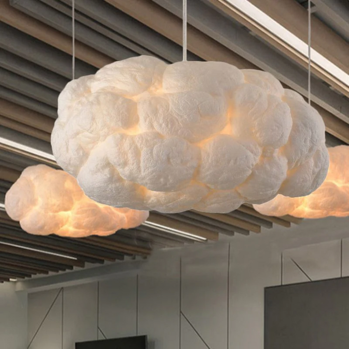 Design Cloud LED Pendant Light White PVC/Cotton - Nimbus-13.78 inches-Nora Luxe