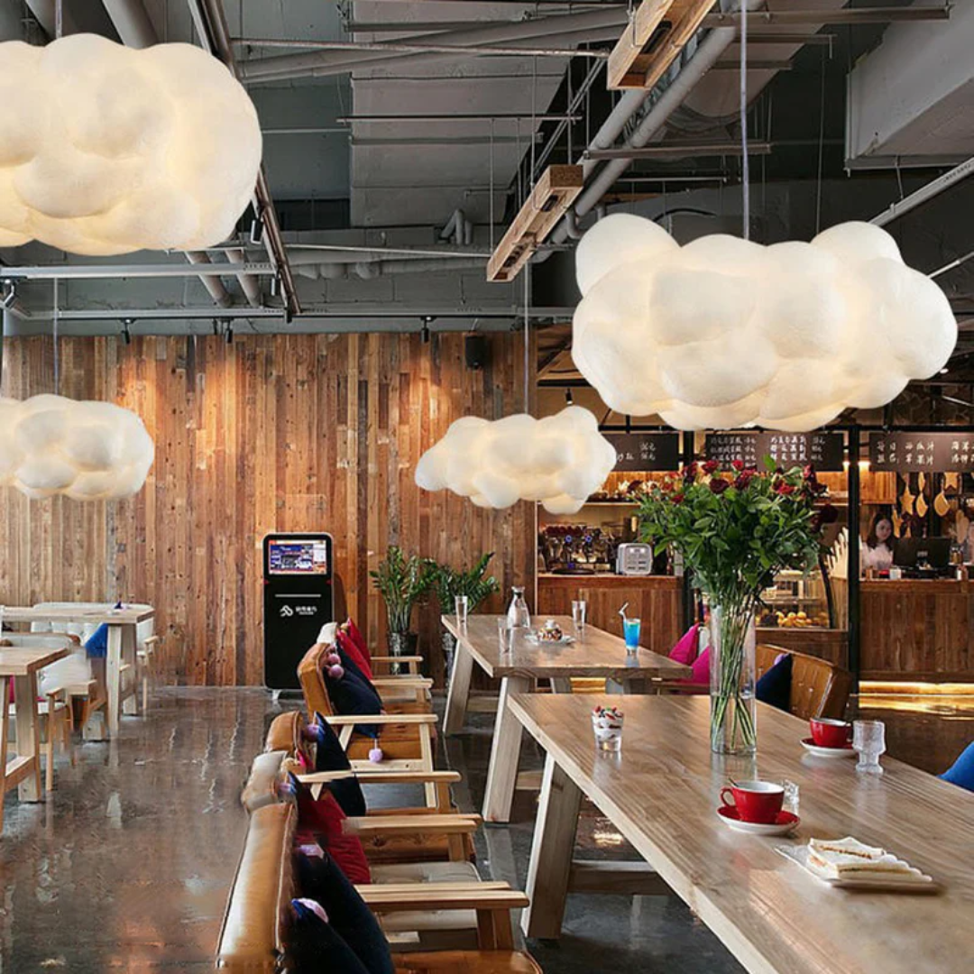 Design Cloud LED Pendant Light White PVC/Cotton - Nimbus-13.78 inches-Nora Luxe