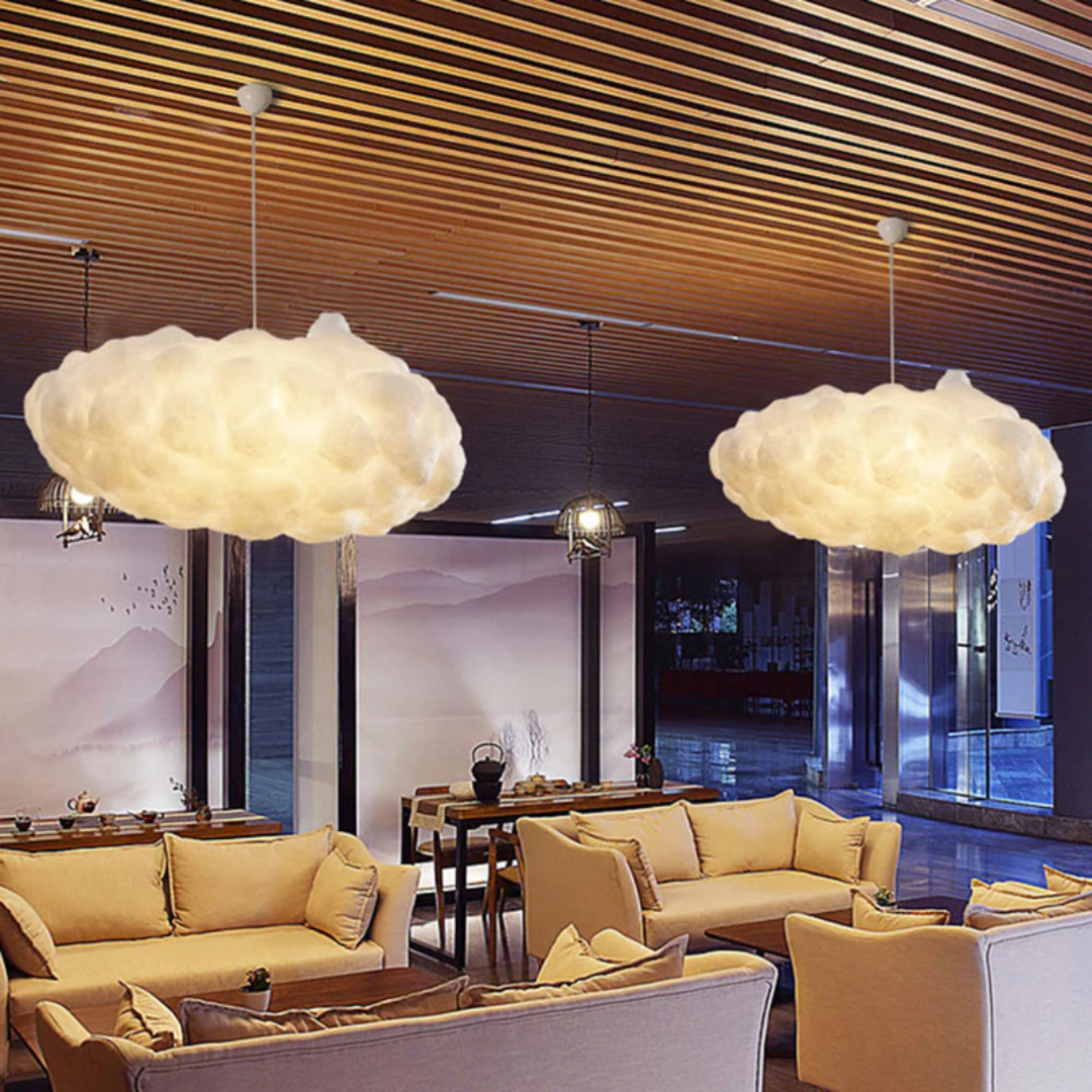 Design Cloud LED Pendant Light White PVC/Cotton - Nimbus-13.78 inches-Nora Luxe