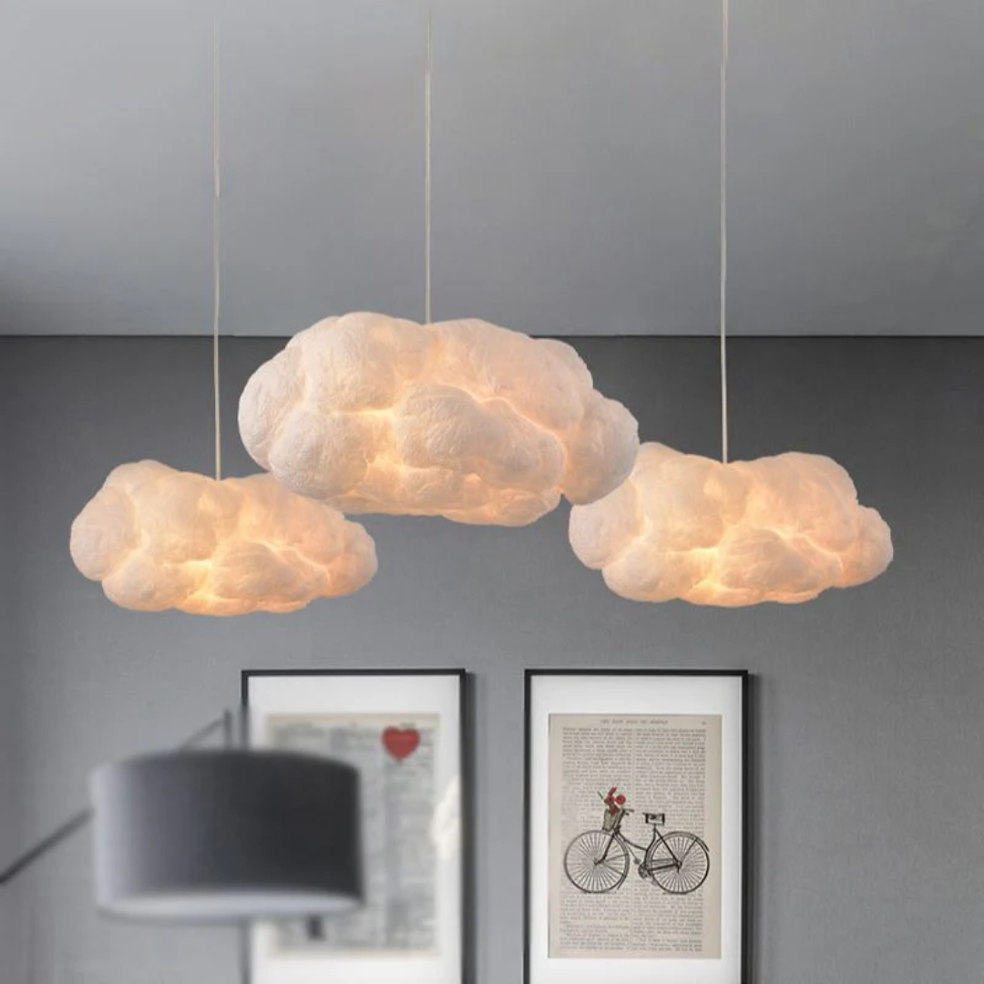 Design Cloud LED Pendant Light White PVC/Cotton - Nimbus-13.78 inches-Nora Luxe