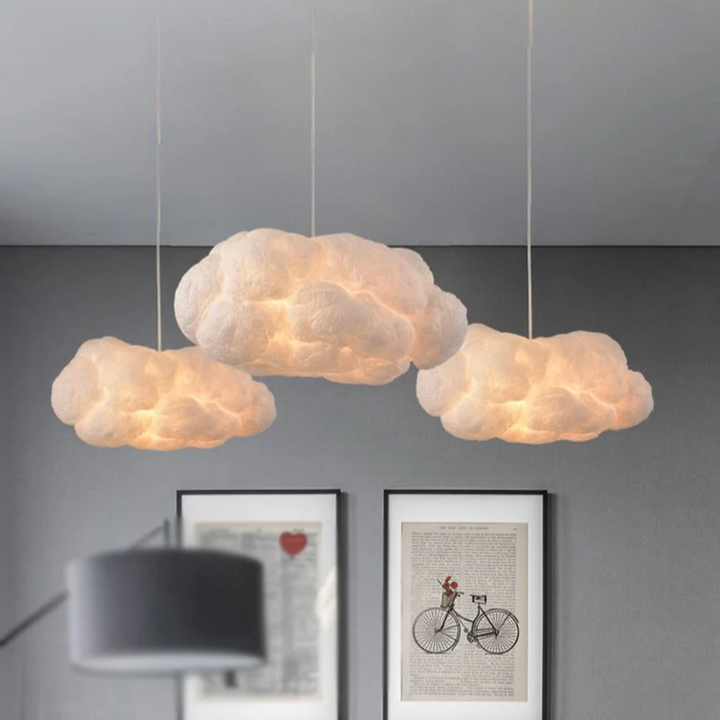 Design Cloud LED Pendant Light White PVC/Cotton - Nimbus-13.78 inches-Nora Luxe