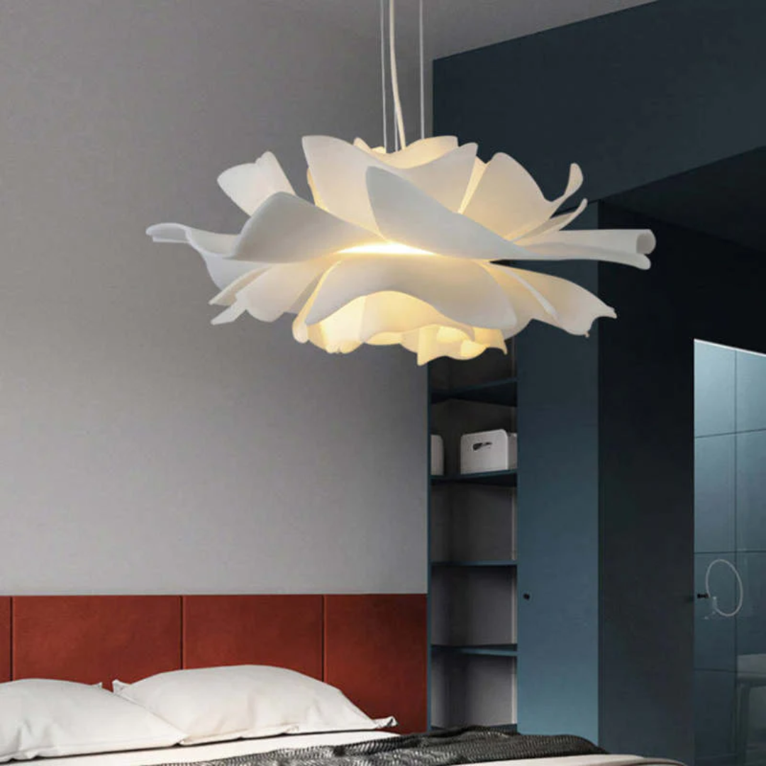 Design pendant lamp Flower White Metal - Sophia-15.75 inches-Nora Luxe