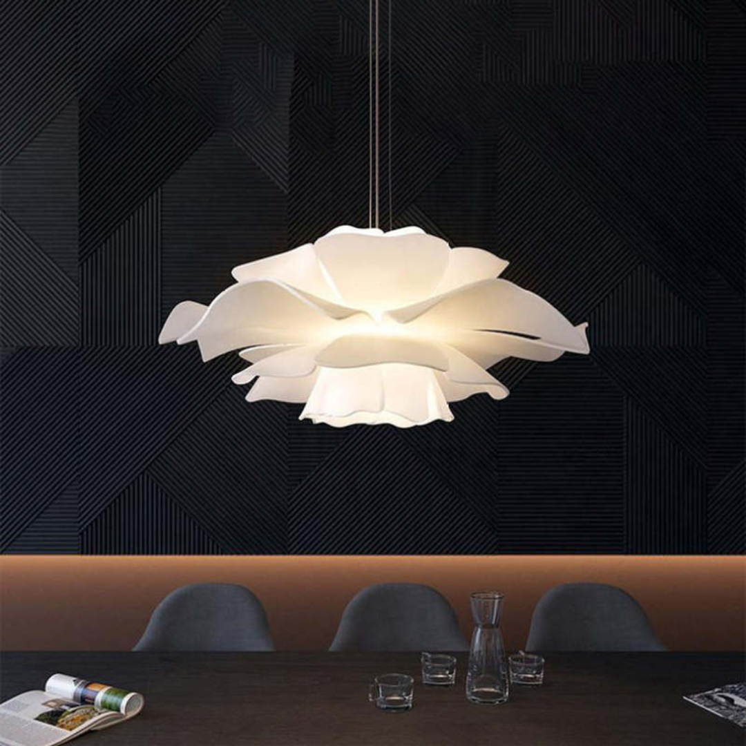 Design pendant lamp Flower White Metal - Sophia-15.75 inches-Nora Luxe