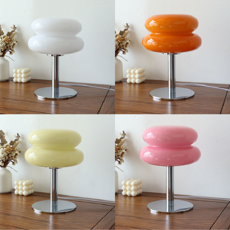 DESIGNER GLASS TABLE LAMP - AMBIENT LED LAMP FOR BEDROOM AND STUDY-Yellow-Nora Luxe