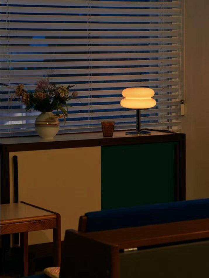 DESIGNER GLASS TABLE LAMP - AMBIENT LED LAMP FOR BEDROOM AND STUDY-Yellow-Nora Luxe