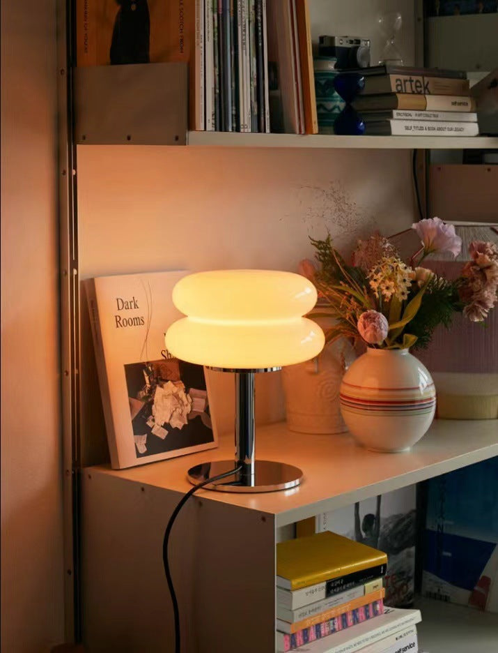 DESIGNER GLASS TABLE LAMP - AMBIENT LED LAMP FOR BEDROOM AND STUDY-Yellow-Nora Luxe