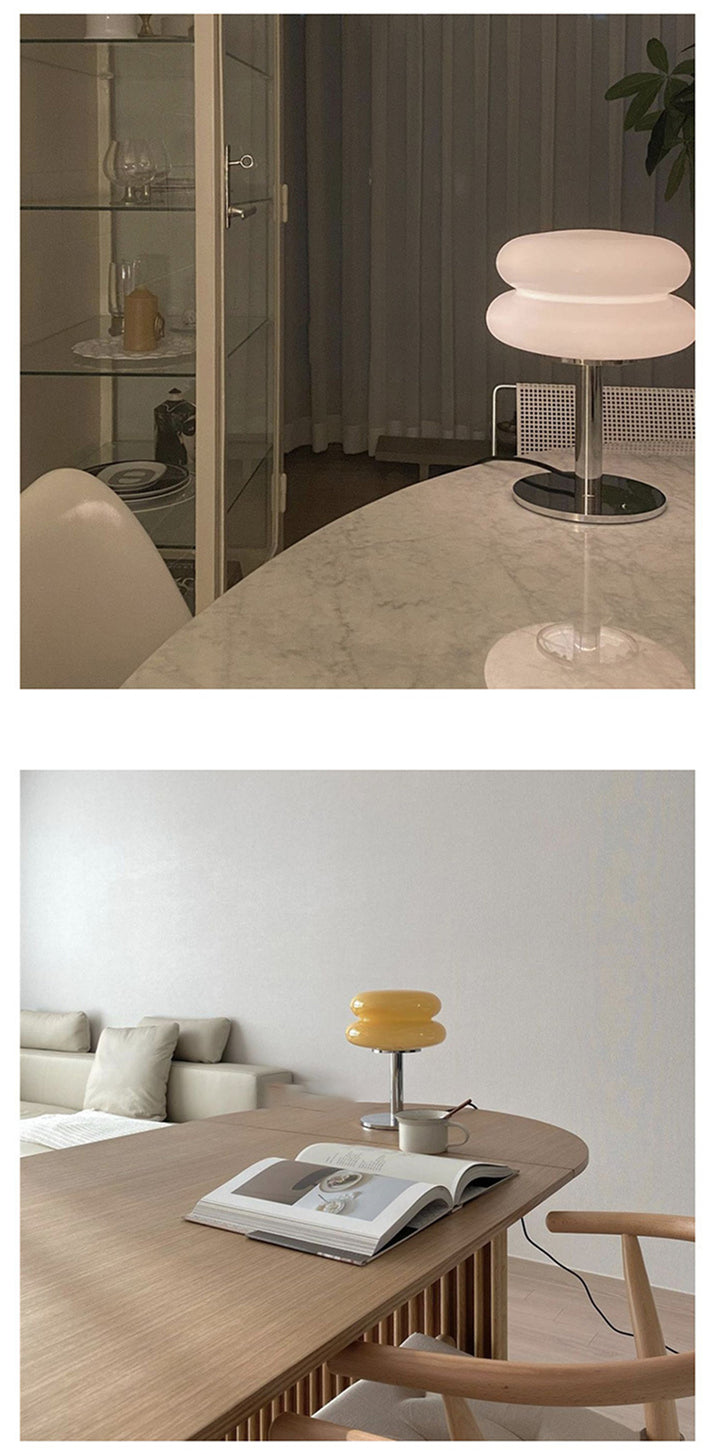 DESIGNER GLASS TABLE LAMP - AMBIENT LED LAMP FOR BEDROOM AND STUDY-Yellow-Nora Luxe