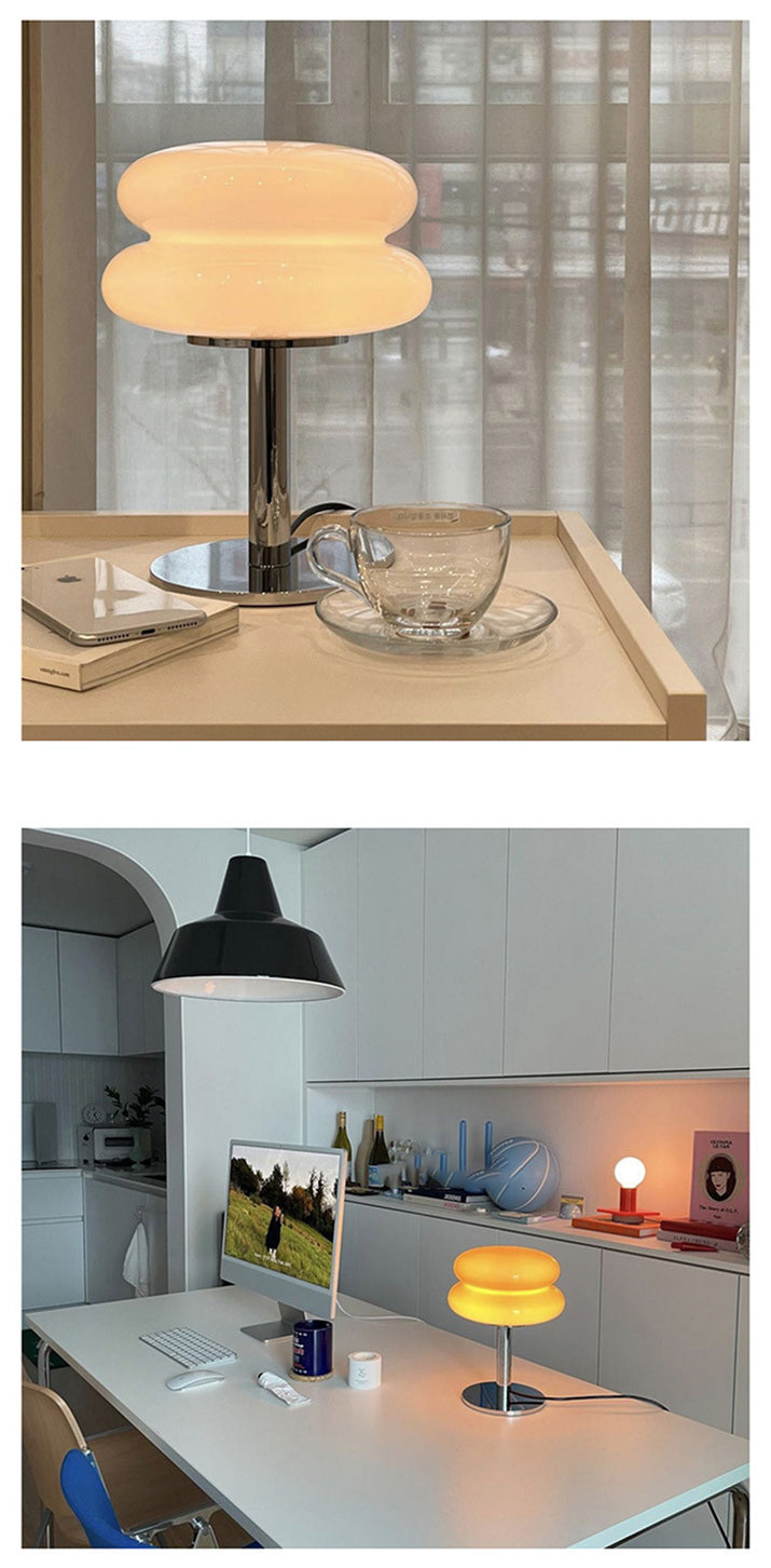 DESIGNER GLASS TABLE LAMP - AMBIENT LED LAMP FOR BEDROOM AND STUDY-Yellow-Nora Luxe