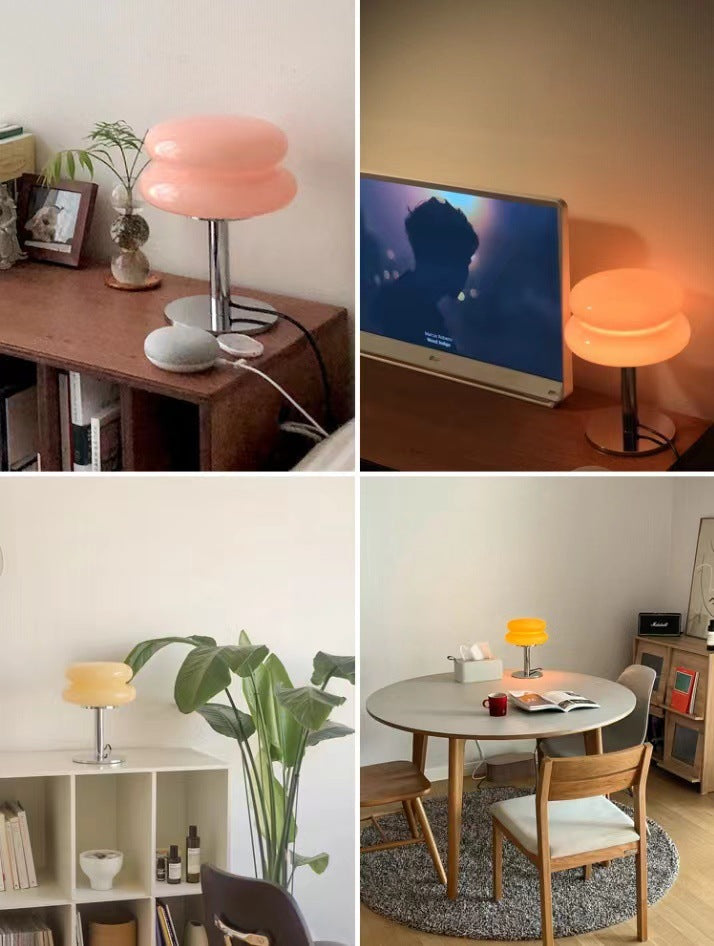 DESIGNER GLASS TABLE LAMP - AMBIENT LED LAMP FOR BEDROOM AND STUDY-Yellow-Nora Luxe