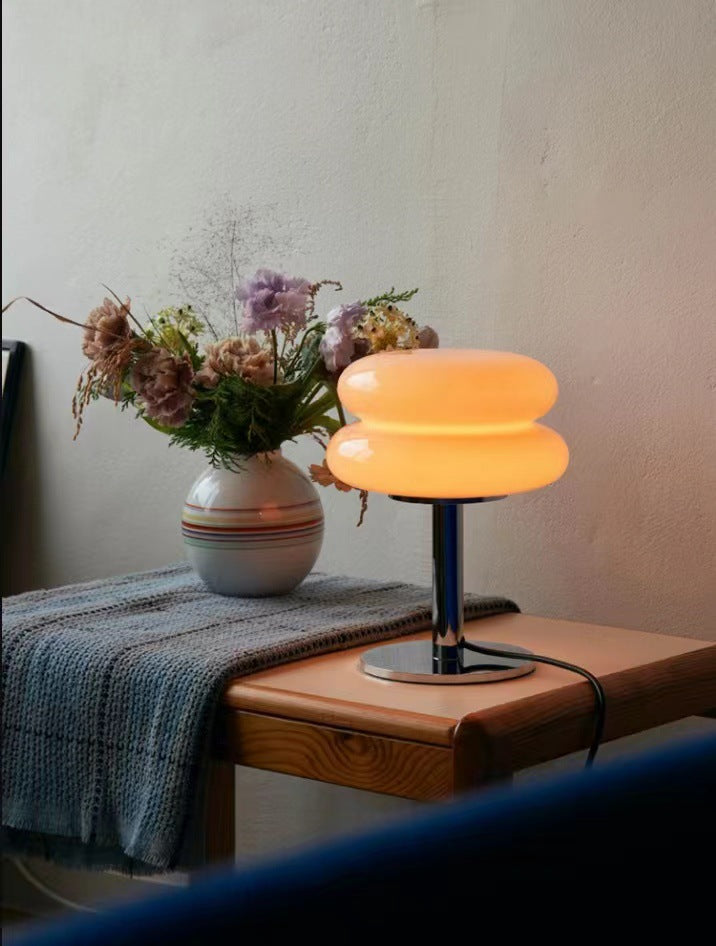 DESIGNER GLASS TABLE LAMP - AMBIENT LED LAMP FOR BEDROOM AND STUDY-Yellow-Nora Luxe