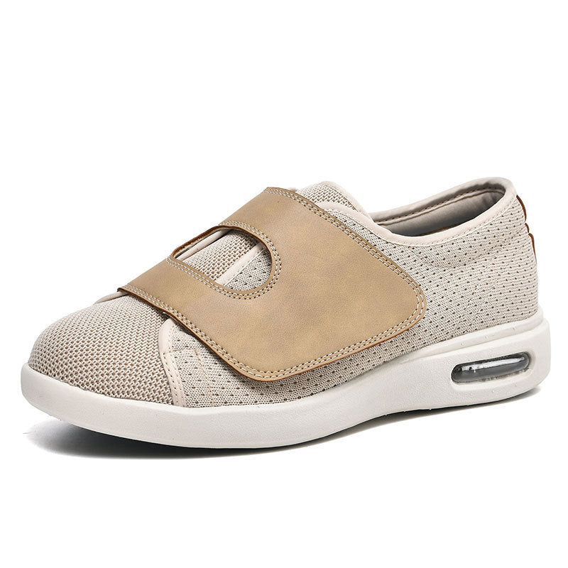 Diabetic Walking Shoes for Wide Swollen Feet - ComfortPlus-Beige-4.0-Nora Luxe