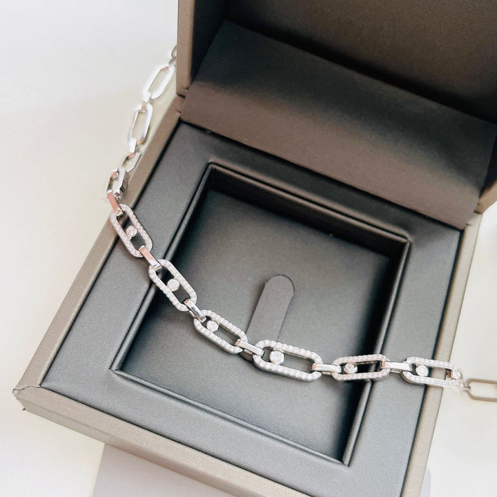 Diamond Fusion Multi-Diamond Ring Choker Necklace | Elegant Statement Jewellery-White Gold-26-40cm-Nora Luxe