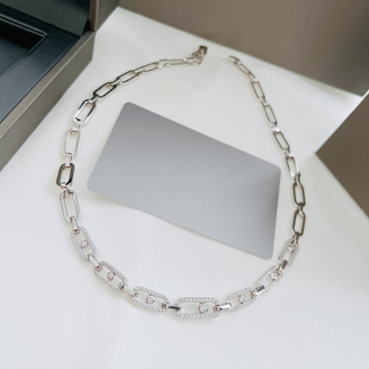 Diamond Fusion Multi-Diamond Ring Choker Necklace | Elegant Statement Jewellery-White Gold-26-40cm-Nora Luxe