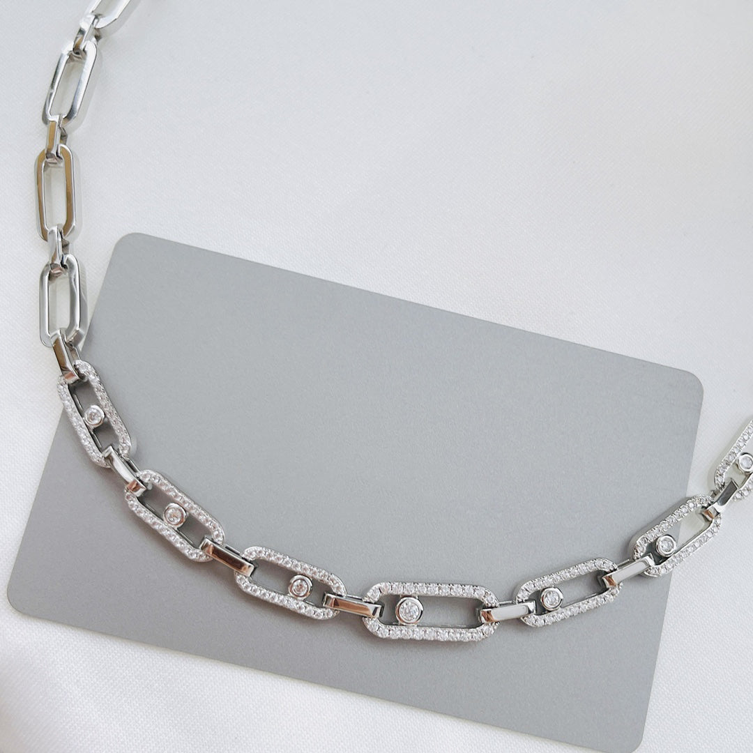 Diamond Fusion Multi-Diamond Ring Choker Necklace | Elegant Statement Jewellery-White Gold-26-40cm-Nora Luxe