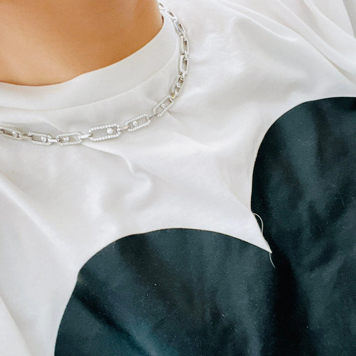 Diamond Fusion Multi-Diamond Ring Choker Necklace | Elegant Statement Jewellery-White Gold-26-40cm-Nora Luxe