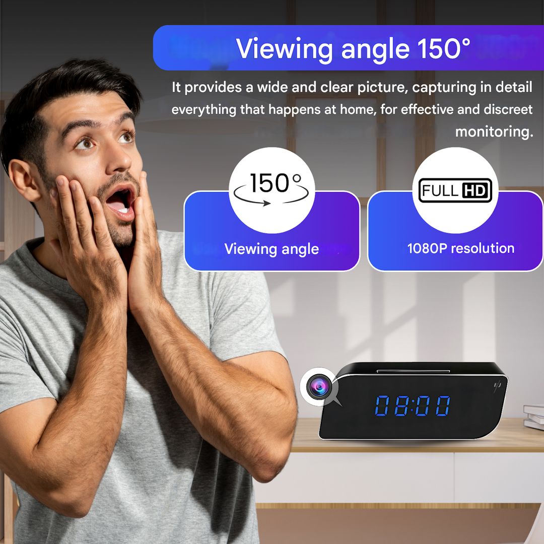 Digital Alarm Clock with Hidden Surveillance Camera – StealthClock Cam-No memory-Nora Luxe