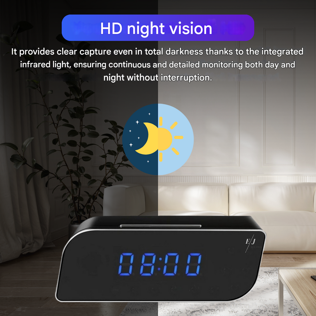 Digital Alarm Clock with Hidden Surveillance Camera – StealthClock Cam-No memory-Nora Luxe