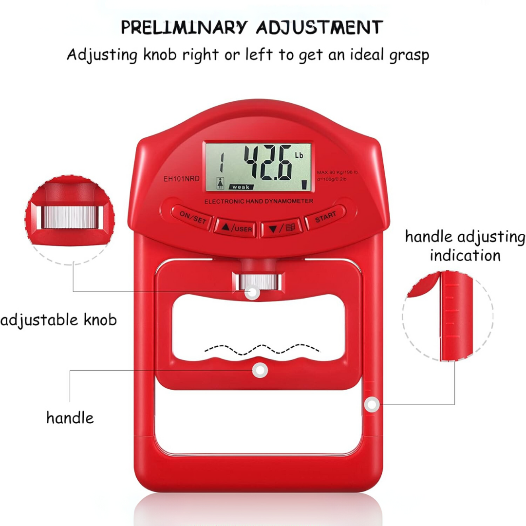 Digital Hand Dynamometer Grip Strength Meter - 198.42 lbs Capacity-Black-Nora Luxe