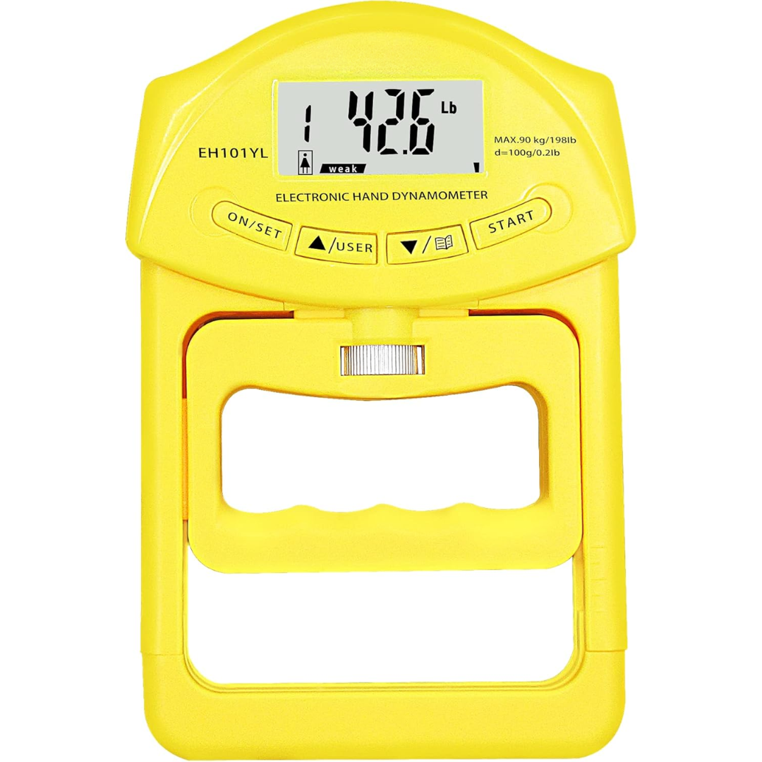 Digital Hand Dynamometer Grip Strength Meter - 198.42 lbs Capacity-Yellow-Nora Luxe