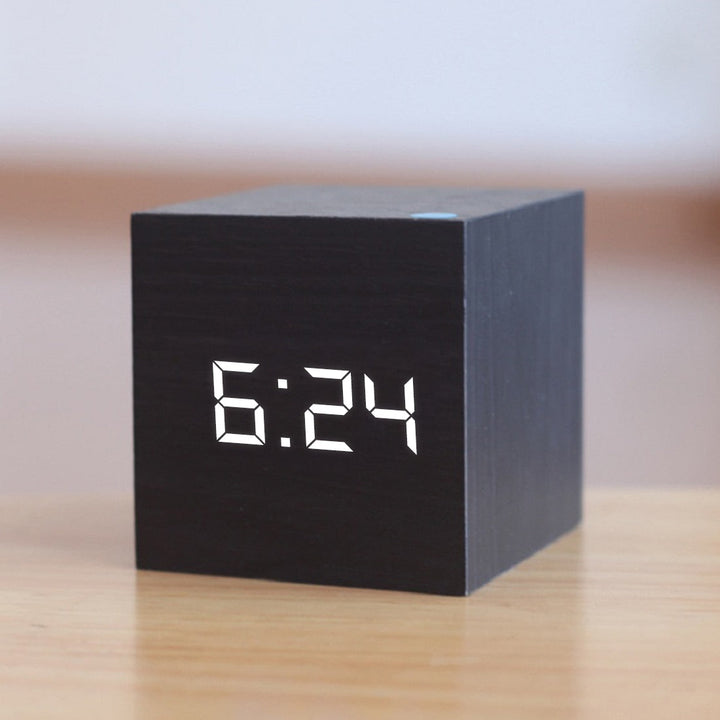 Digital LED Alarm Clock – CubeGlow-Black and White-The Livary