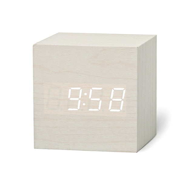 Digital LED Alarm Clock – CubeGlow-White White-The Livary