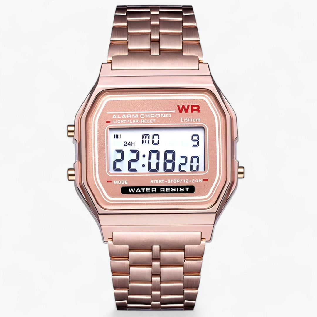 Digital Wristwatch with Square Dial - Amelina-Rose gold-Nora Luxe