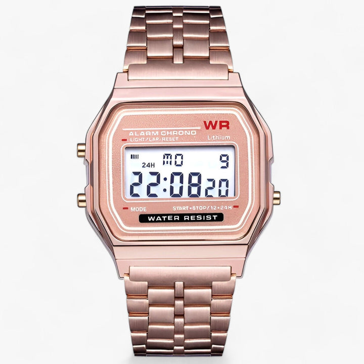 Digital Wristwatch with Square Dial - Amelina-Rose gold-Nora Luxe