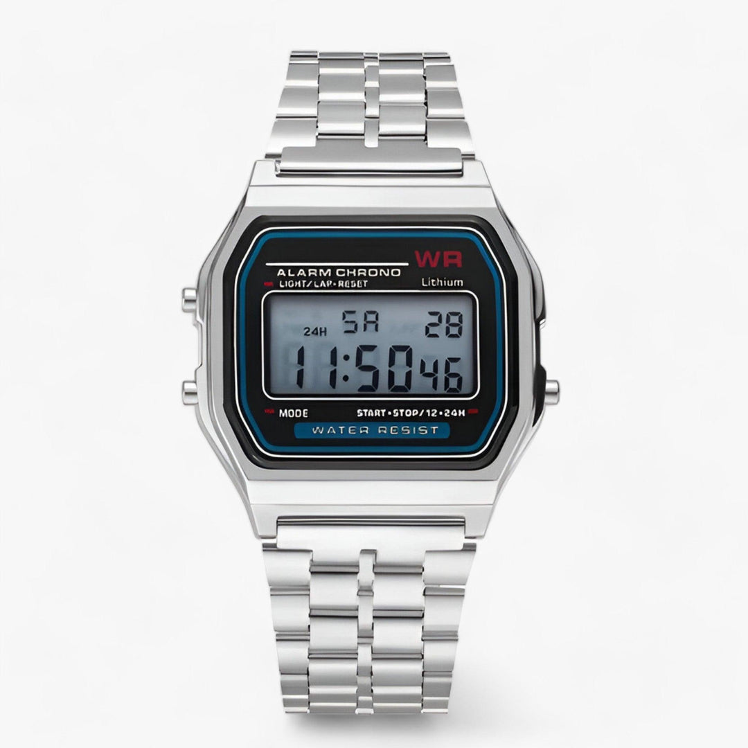 Digital Wristwatch with Square Dial - Amelina-Silver-Nora Luxe