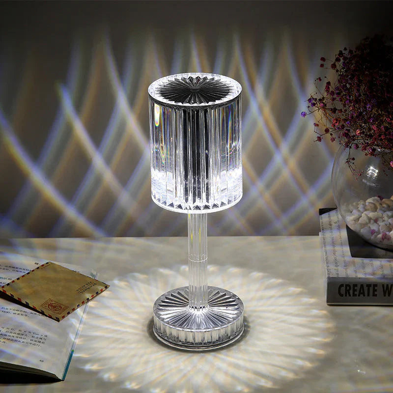 Dimmable Crystal Table Lamp with Modern Lighting - Seraphine-Transparent-Rechargeable (touch) - 3 colors-3.35 x 9.84 inches-Nora Luxe