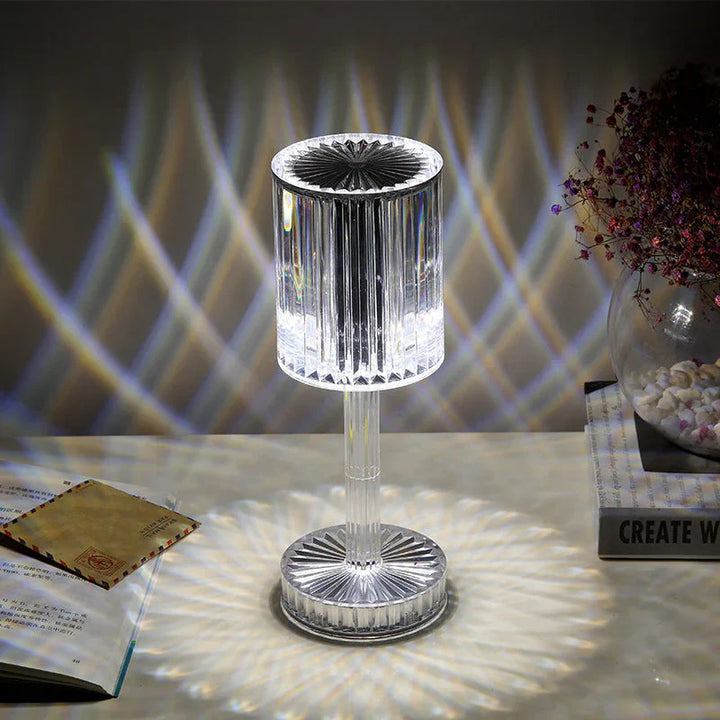 Dimmable Crystal Table Lamp with Modern Lighting - Seraphine-Transparent-Rechargeable (touch) - 3 colors-3.35 x 9.84 inches-Nora Luxe