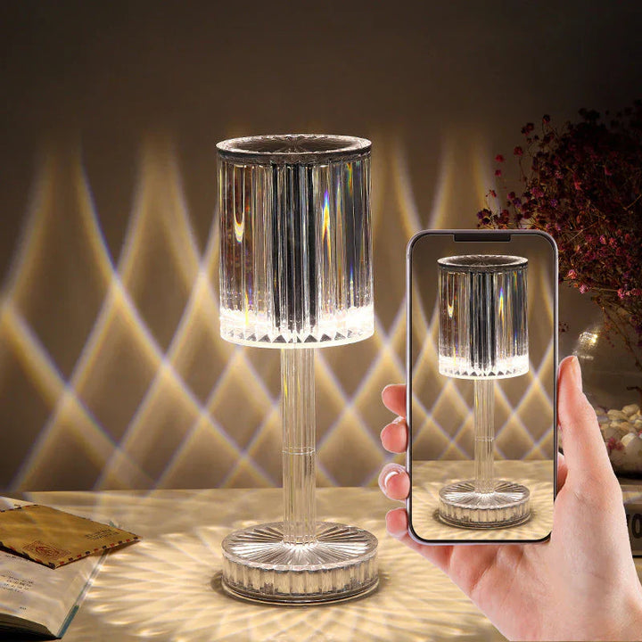Dimmable Crystal Table Lamp with Modern Lighting - Seraphine-Transparent-Rechargeable (touch) - 3 colors-3.35 x 9.84 inches-Nora Luxe