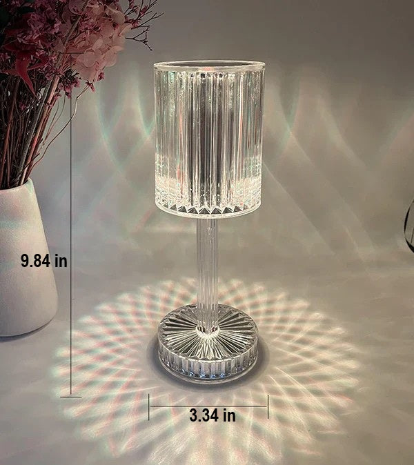 Dimmable Crystal Table Lamp with Modern Lighting - Seraphine-Transparent-Rechargeable (touch) - 3 colors-3.35 x 9.84 inches-Nora Luxe