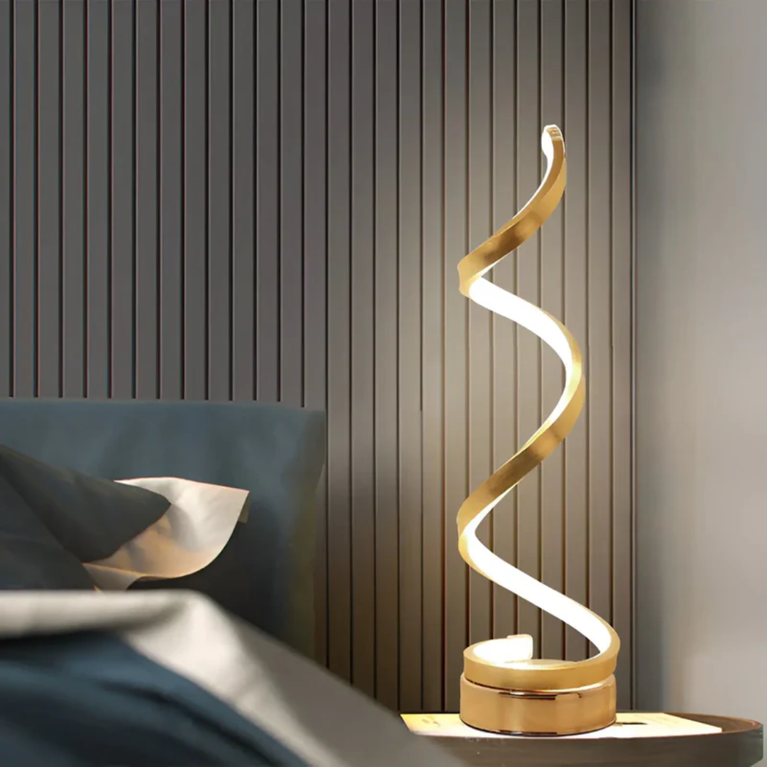 Dimmable Modern Spiral Table Lamp - LumaSpiral-Gold-Nora Luxe