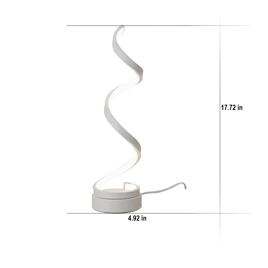 Dimmable Modern Spiral Table Lamp - LumaSpiral-White-Nora Luxe