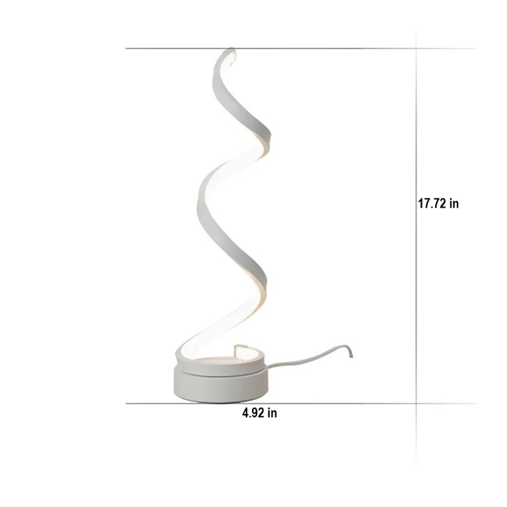 Dimmable Modern Spiral Table Lamp - LumaSpiral-White-Nora Luxe