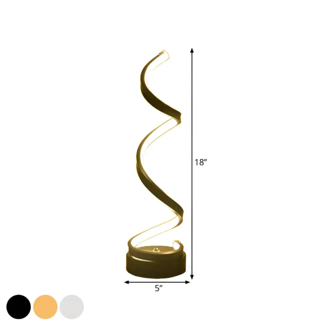 Dimmable Modern Spiral Table Lamp - LumaSpiral-White-Nora Luxe