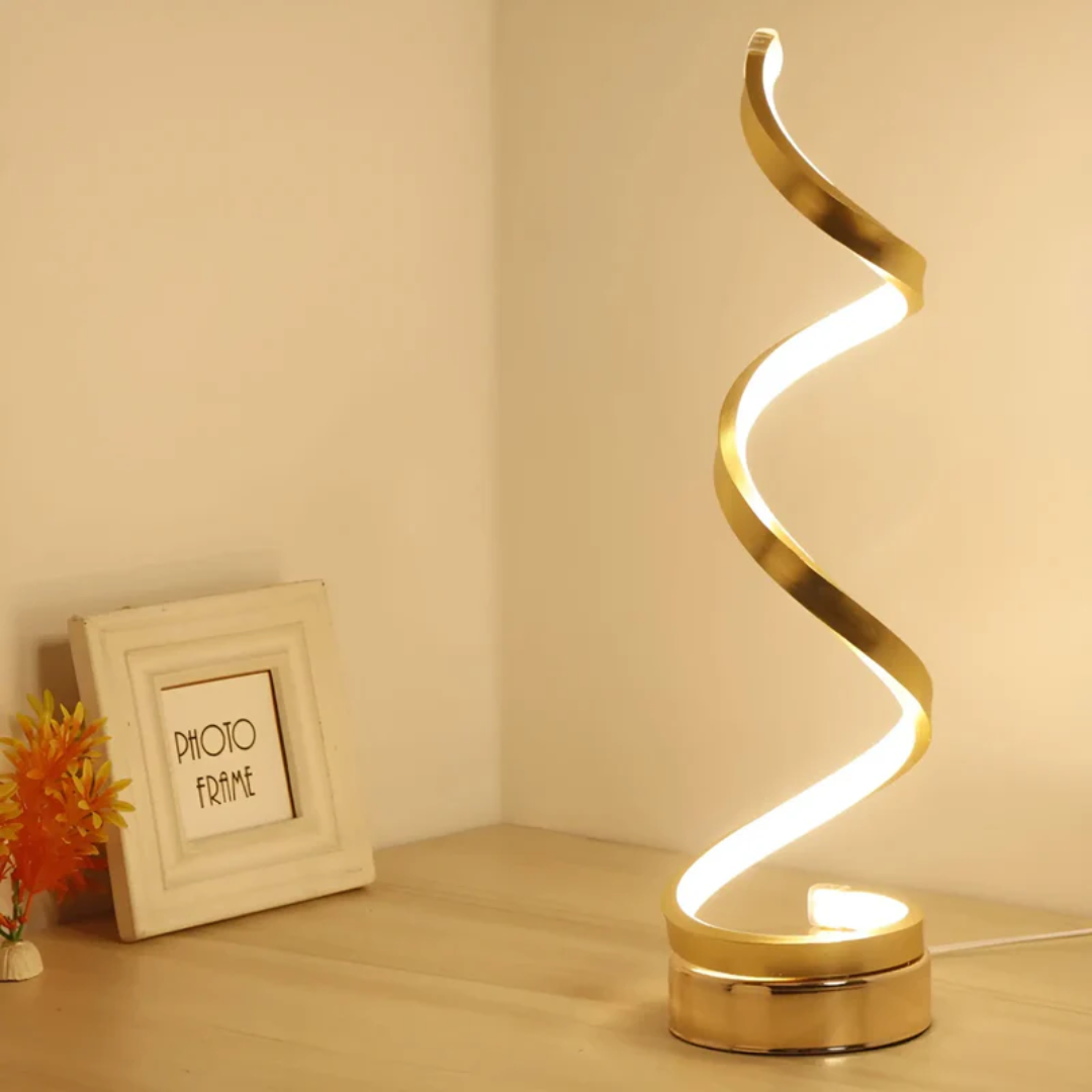 Dimmable Modern Spiral Table Lamp - LumaSpiral-White-Nora Luxe