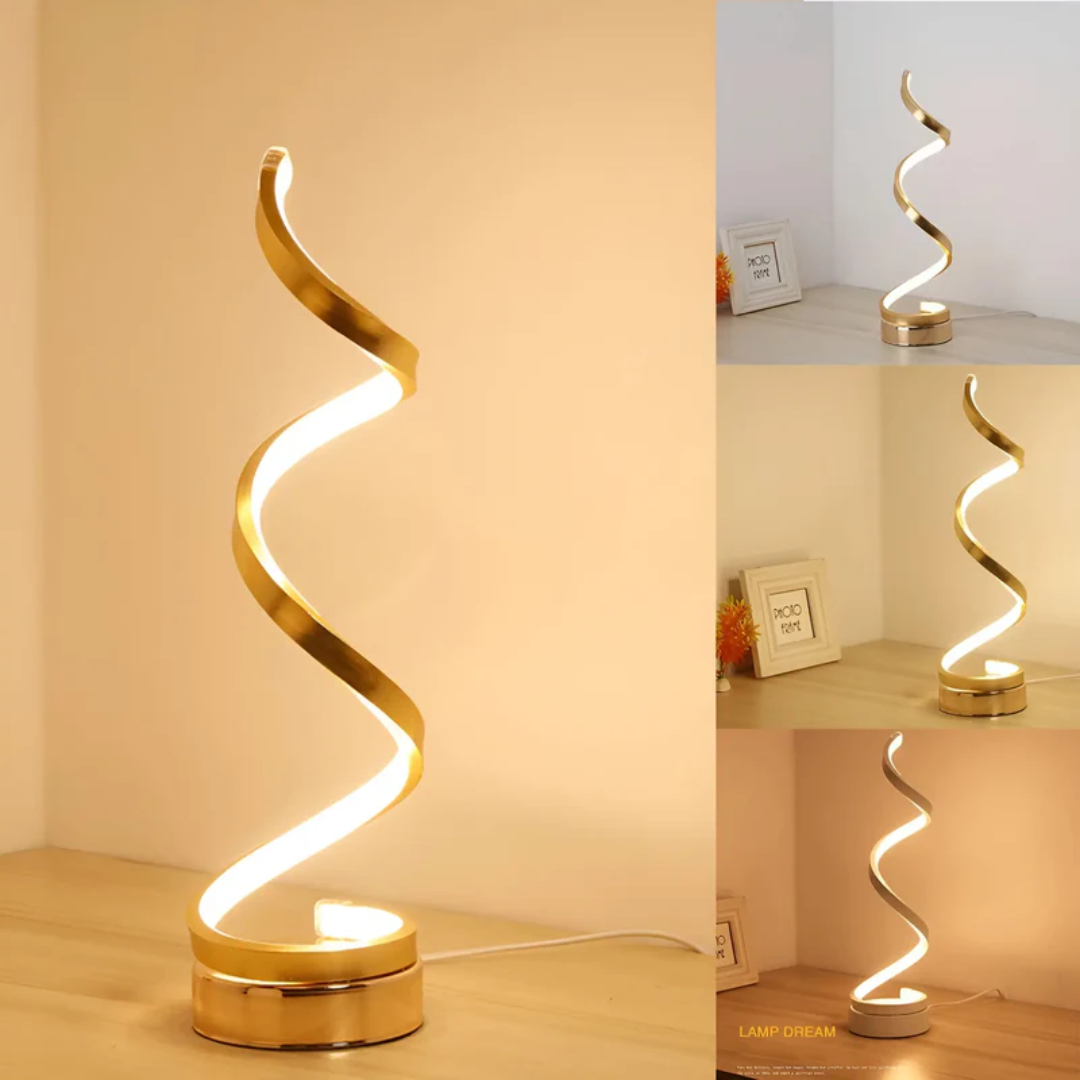 Dimmable Modern Spiral Table Lamp - LumaSpiral-White-Nora Luxe