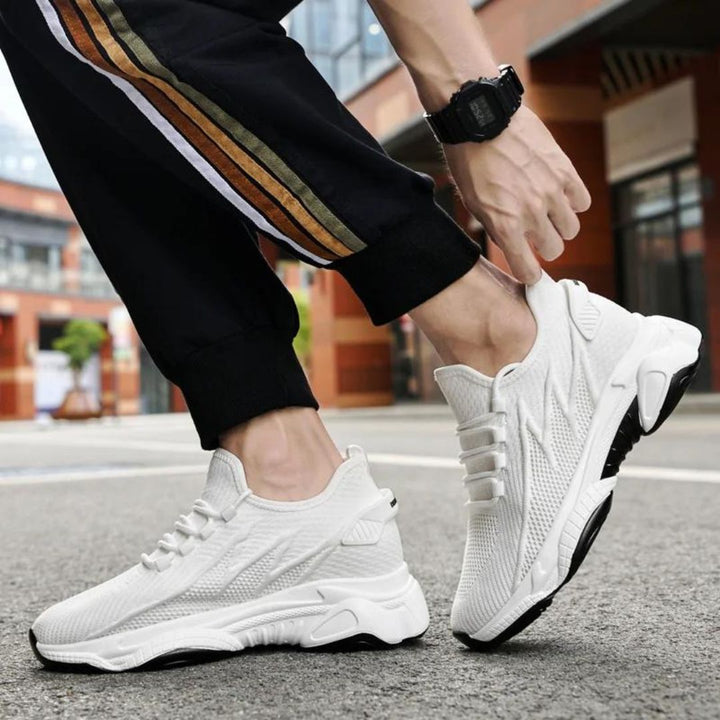 Discreetly stylish men's sneakers – MaxLift Boost-White +3.94″-4.5-Nora Luxe