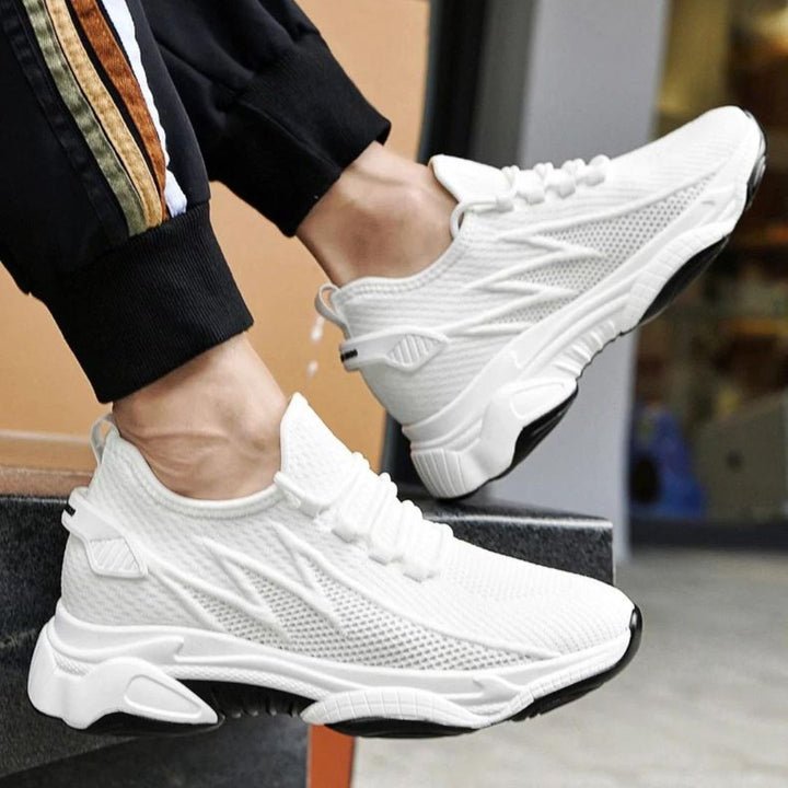Discreetly stylish men's sneakers – MaxLift Boost-White +3.94″-4.5-Nora Luxe