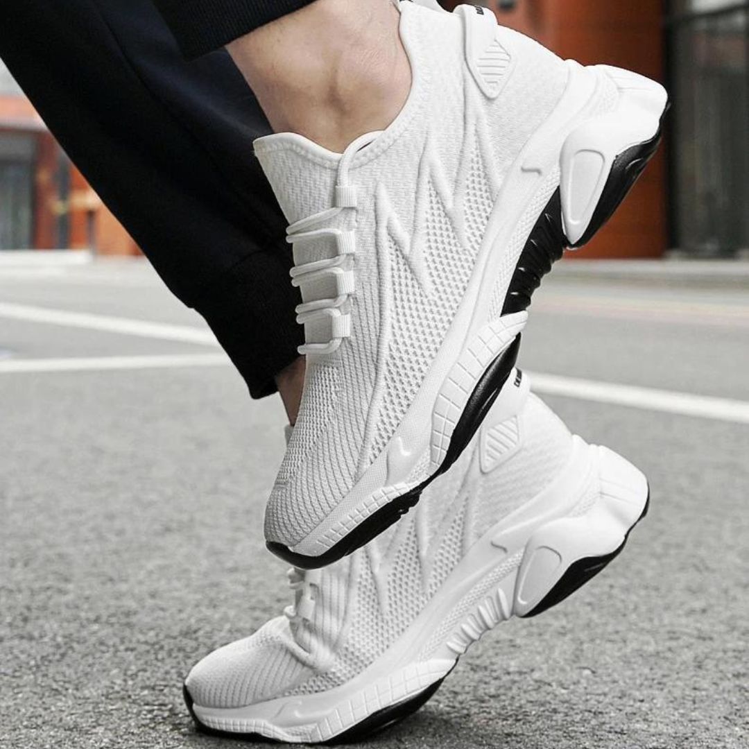 Discreetly stylish men's sneakers – MaxLift Boost-White +3.94″-4.5-Nora Luxe