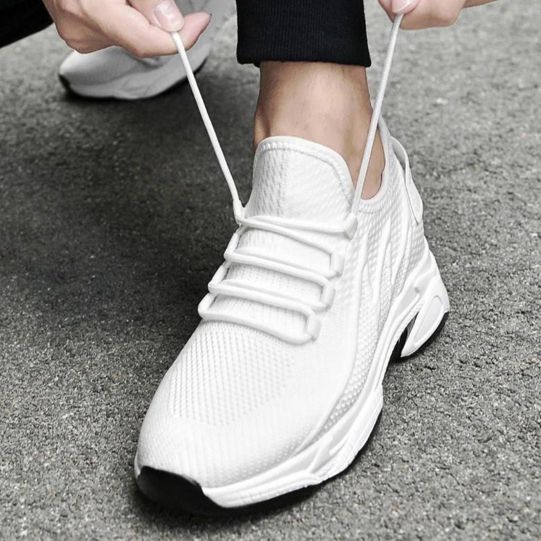 Discreetly stylish men's sneakers – MaxLift Boost-White +3.94″-4.5-Nora Luxe
