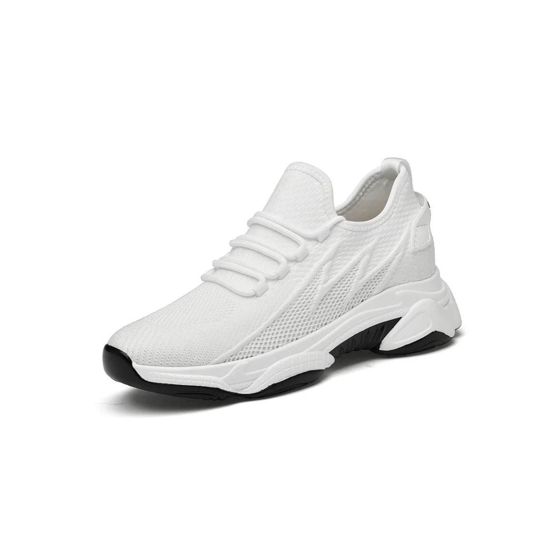 Discreetly stylish men's sneakers – MaxLift Boost-White +3.94″-4.5-Nora Luxe