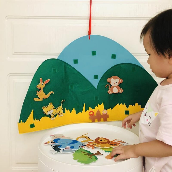 DIY Felt Board for Children - AnimalAdventure-Mountain-Nora Luxe