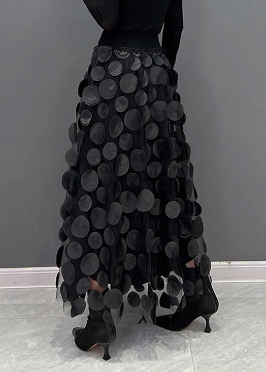 Dotted Print Flared Skirt – Maëlle-Black-The Livary