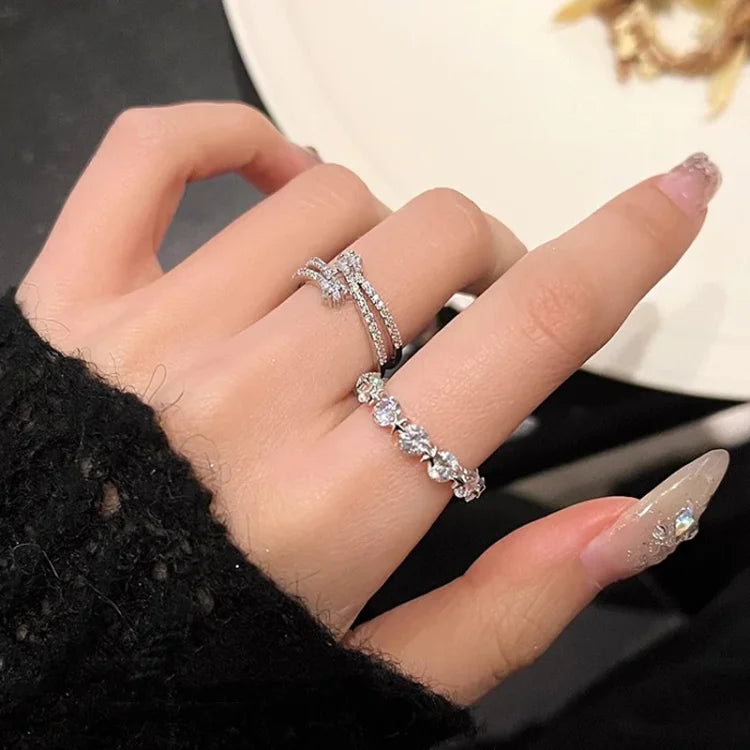 Double Layered Star Ring Set - Astrid-Multiple Stones-Nora Luxe
