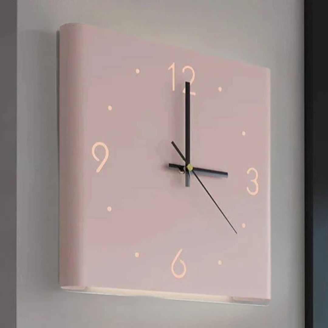 Double-sided Square Wall Clock with Lighting - TimeLume-Pink-Nora Luxe