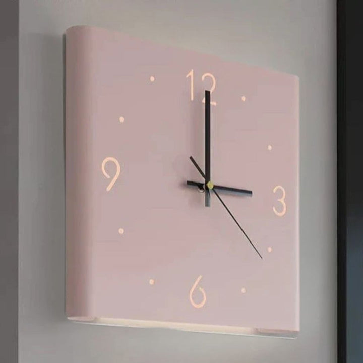 Double-sided Square Wall Clock with Lighting - TimeLume-Pink-Nora Luxe