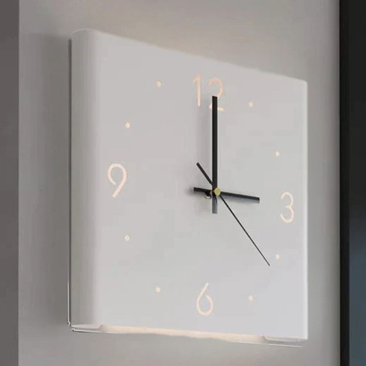 Double-sided Square Wall Clock with Lighting - TimeLume-White-Nora Luxe